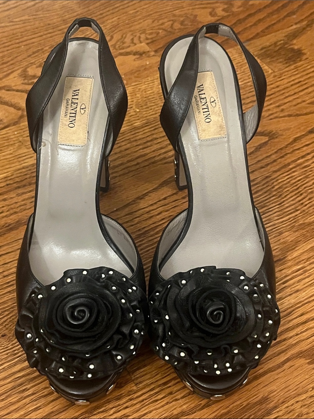 Valentino Leather Floral Print Slingback Pumps Size 39/US 9